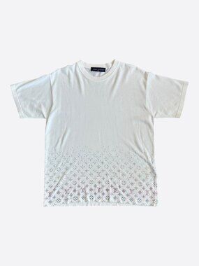 Louis Vuitton White & Multicolor Embellished Monogram Gradient T-Shirt